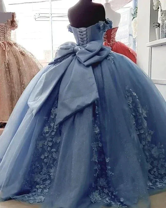 Beaded Princess Quinceanera Dresses with Big Bow Sweet 15 16 Ball Gown Y1485 - Image 2
