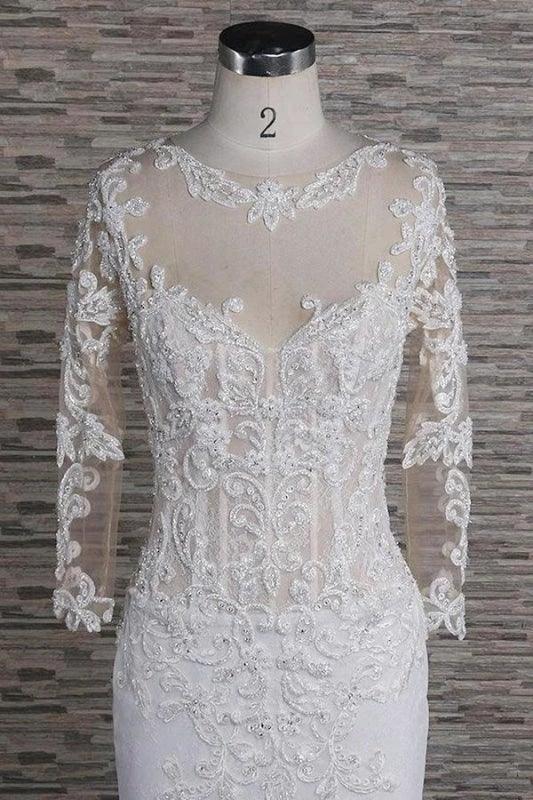 Beading Appliques Long Sleeve Mermaid Elegant Wedding Dresses - Image 3