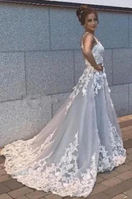 Beautiful A-line Long Sleeveless Sweetheart Prom Dresses With Lace - Image 3