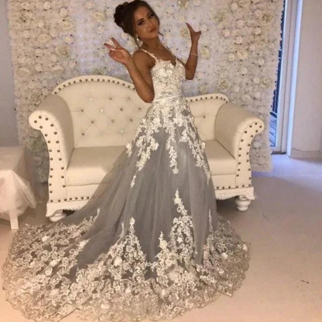 Beautiful A-line Long Sleeveless Sweetheart Prom Dresses With Lace - Image 5