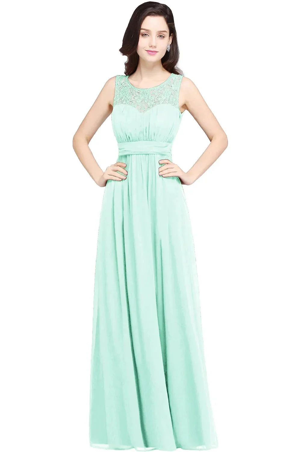Beautiful A-Line Scoop Sleeveless Chiffon Bridesmaid Dresses - Image 3
