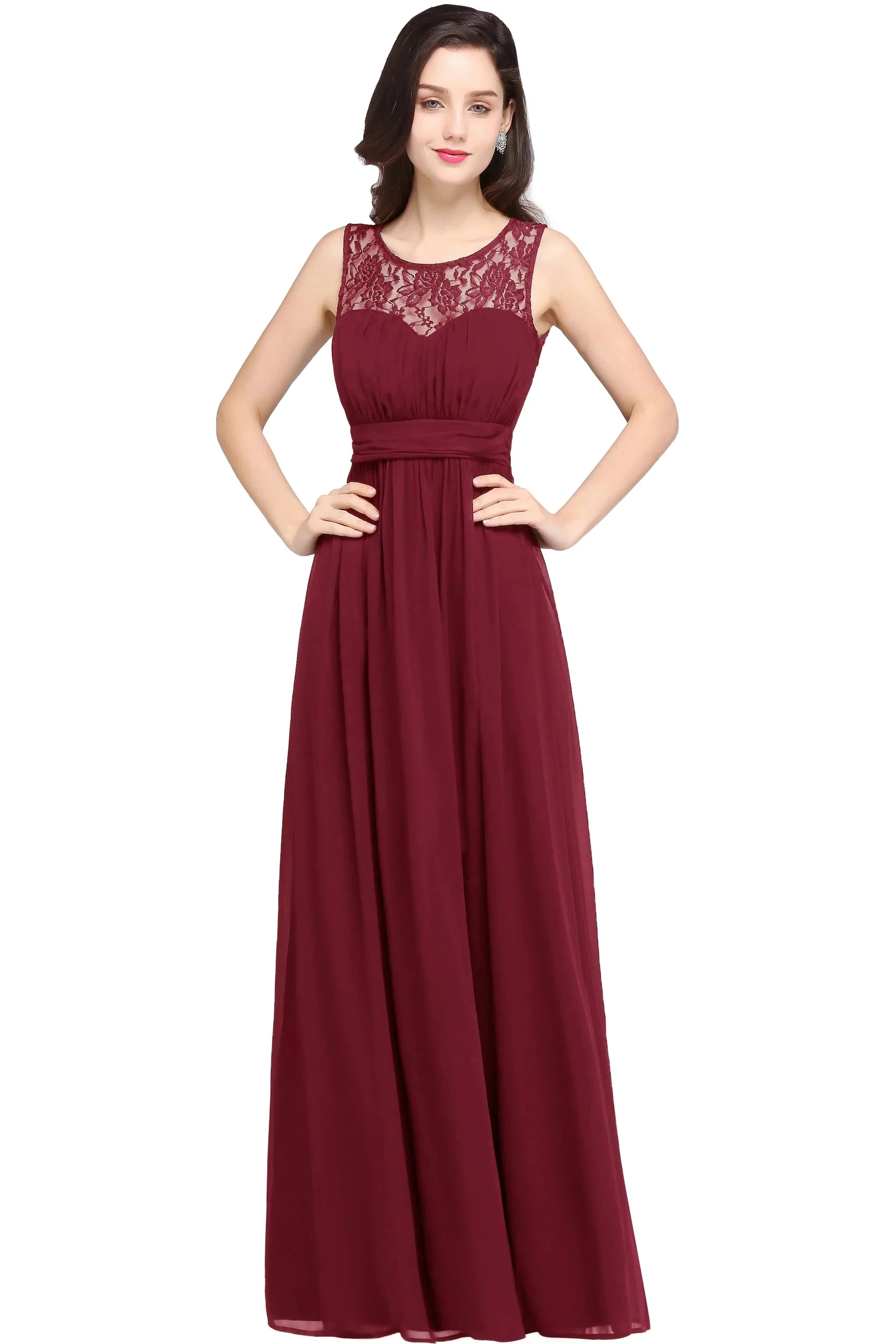 Beautiful A-Line Scoop Sleeveless Chiffon Bridesmaid Dresses - Image 5