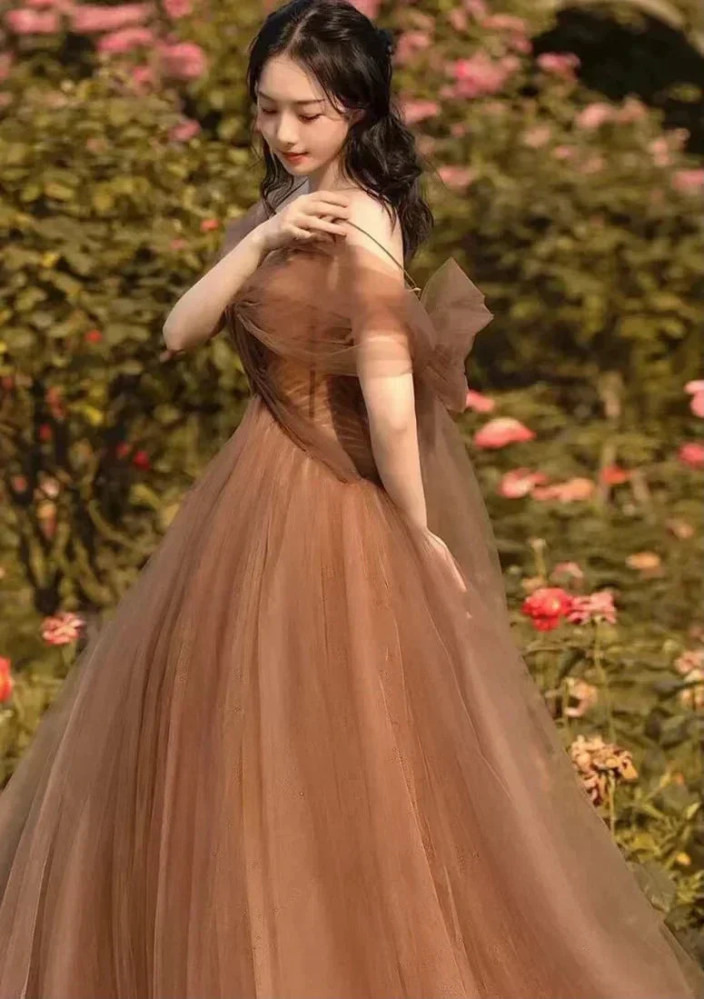 Beautiful A-line Tulle Straps Long Formal Gown Tulle Party Dresses Evening Dresses Y4643 - Image 3