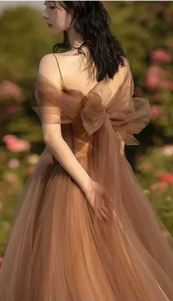 Beautiful A-line Tulle Straps Long Formal Gown Tulle Party Dresses Evening Dresses Y4643 - Image 4