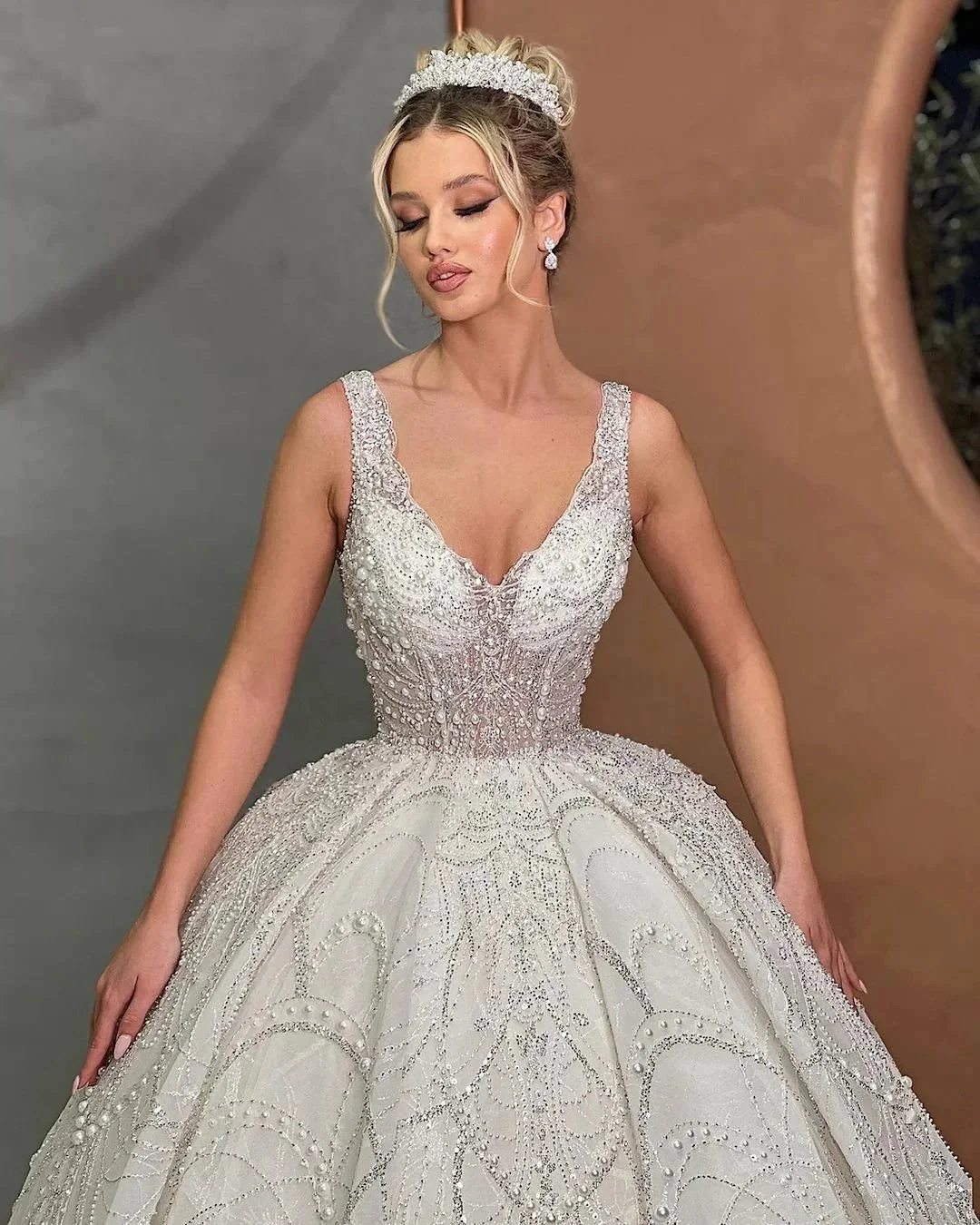 Beautiful Ball Gown Spaghetti Strap Wedding Dress With Beading - Image 2