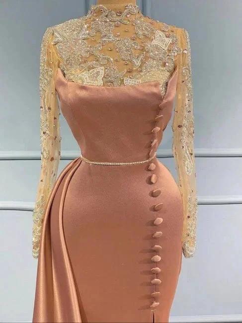 Beautiful evening dresses long with lace sleeves - Image 2