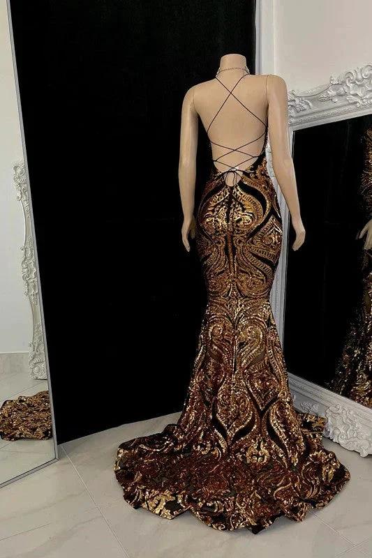 Beautiful Halter Criss-cross Mermaid Sleeveless Prom Dress - Image 2
