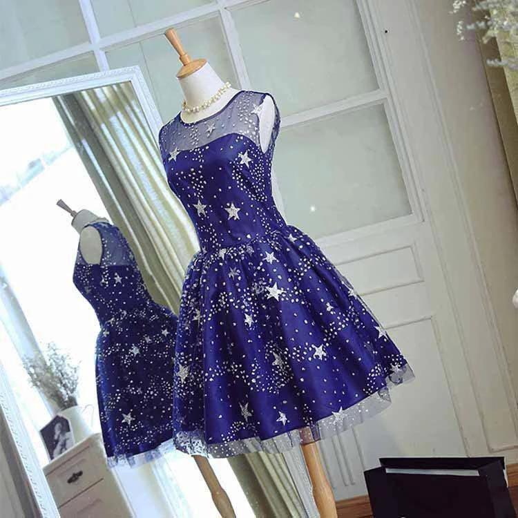 Homecoming Dress Tulle Sleeveless Stars Short Prom Dress Party Dress PD367 - Image 3