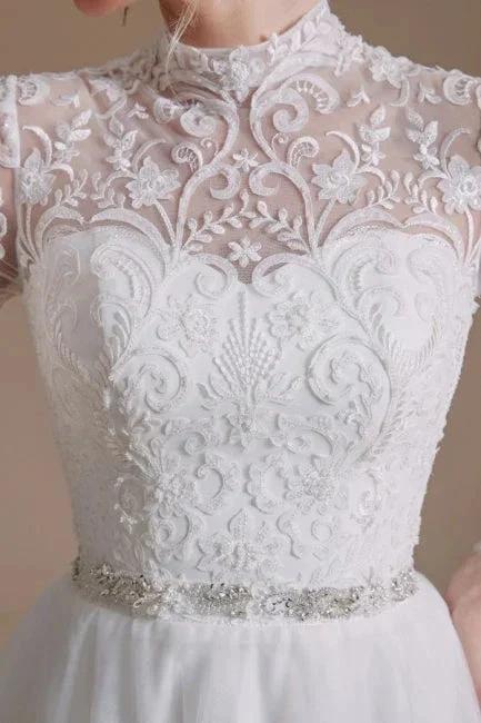 Beautiful Jewel Long-Sleeve A-Line Floor-Length Wedding Dresses with Pattern - Image 8