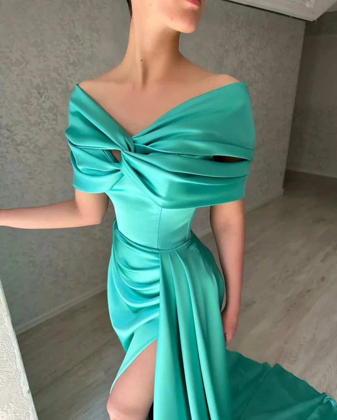 Beautiful Long A-line Off-the-shoulder Prom Dress With Slit - Image 3