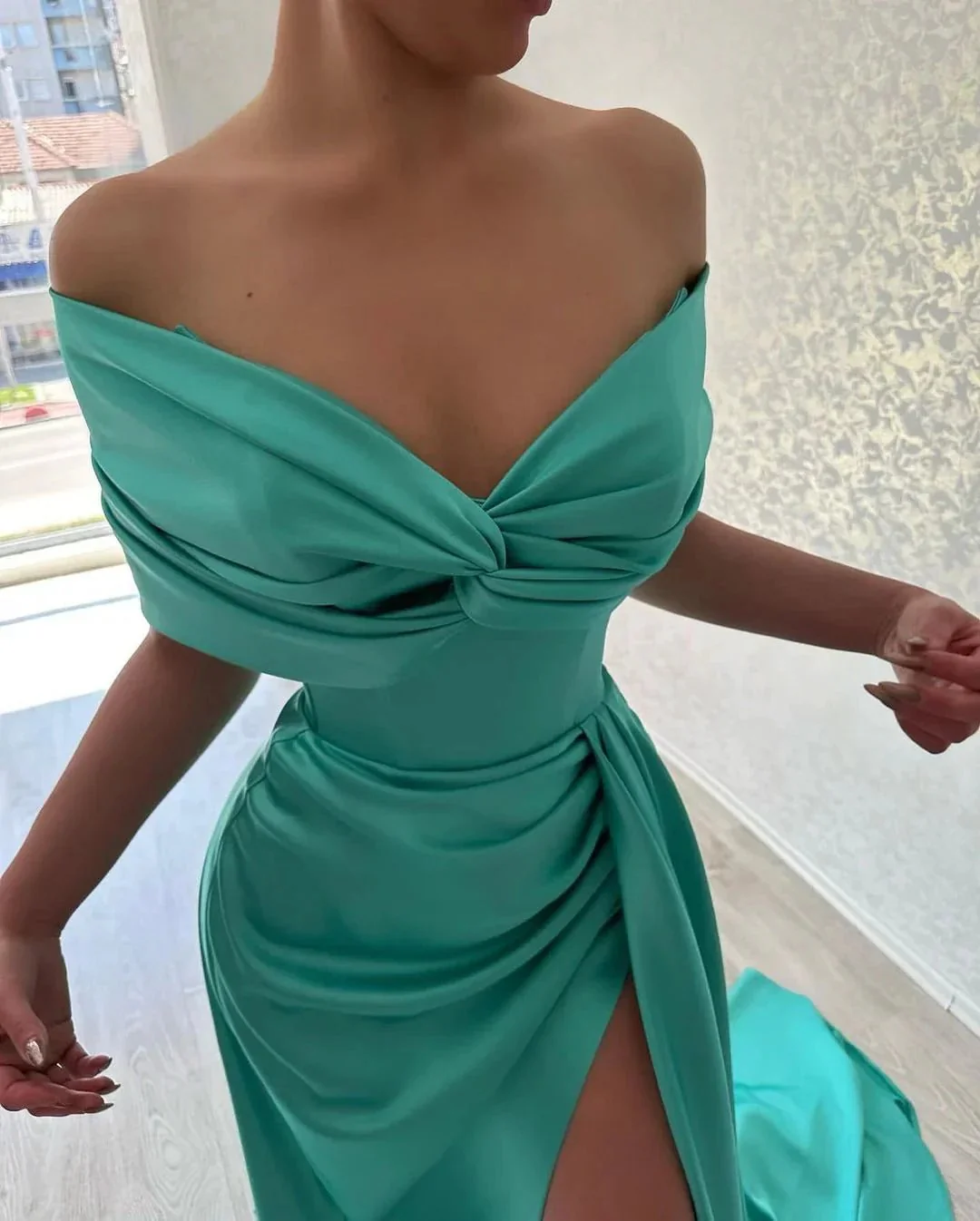 Beautiful Long A-line Off-the-shoulder Prom Dress With Slit - Image 4