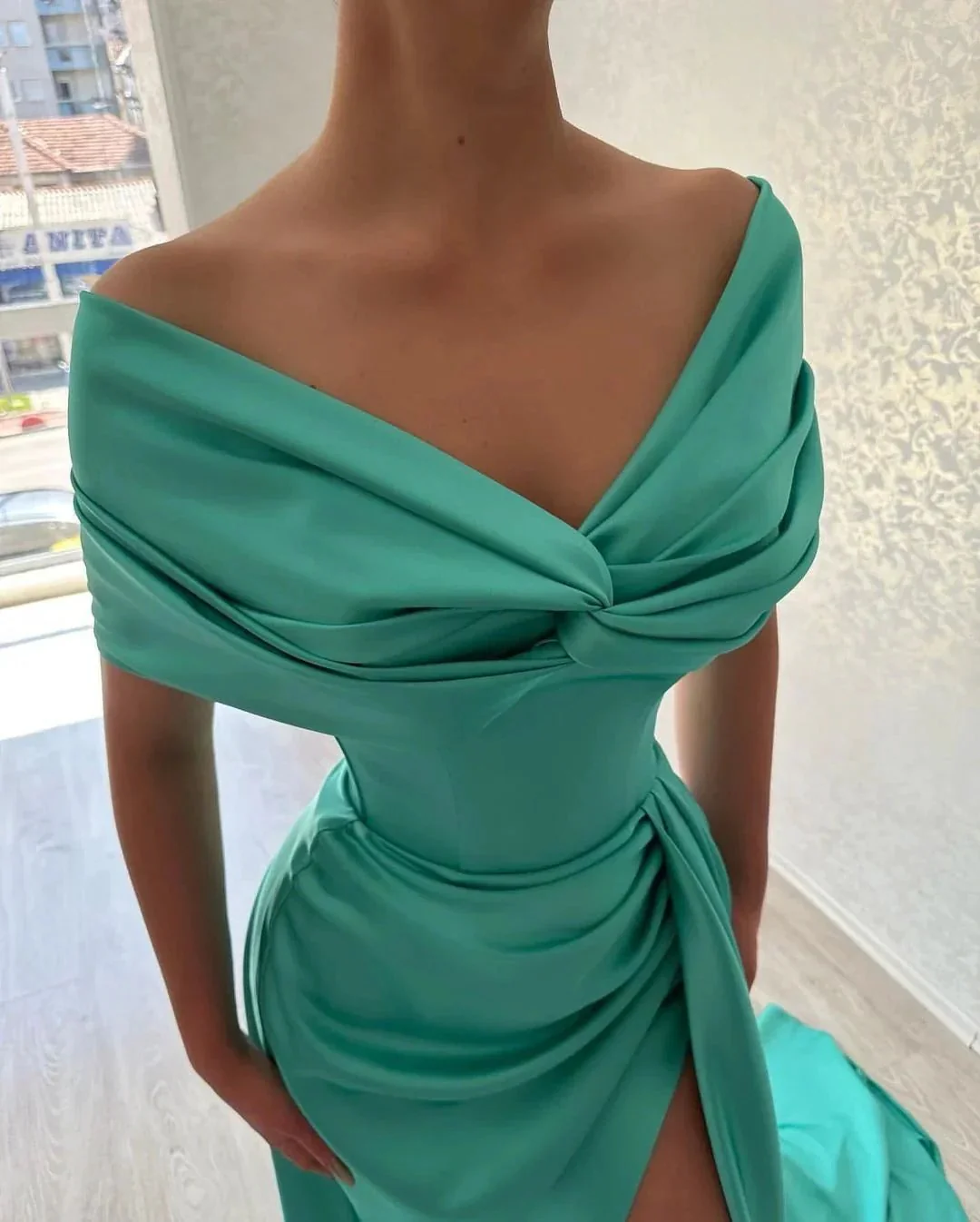 Beautiful Long A-line Off-the-shoulder Prom Dress With Slit - Image 6