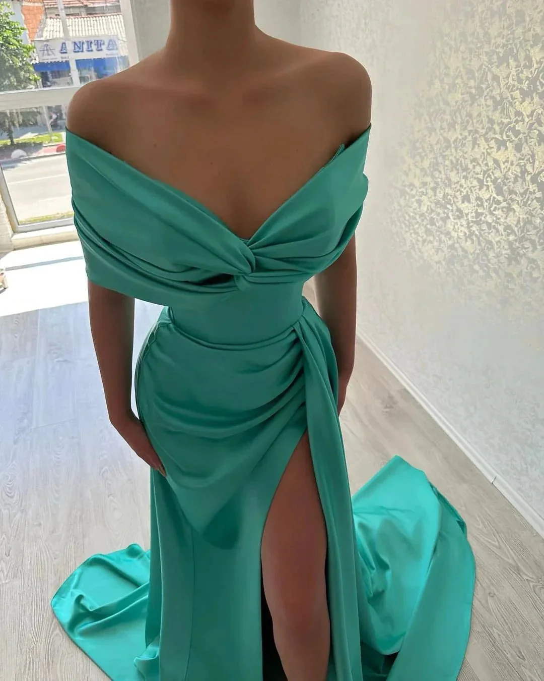 Beautiful Long A-line Off-the-shoulder Prom Dress With Slit - Image 7