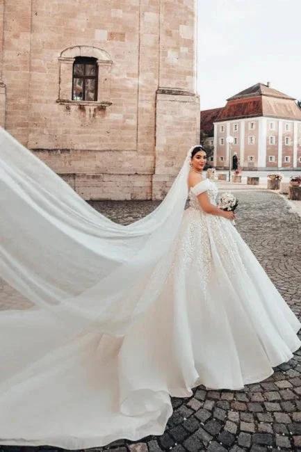 Beautiful Long A-Line Off-the-shoulder Sleeveless Wedding Dresses with Lace - Image 3