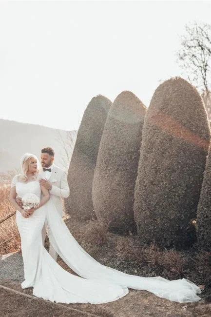Beautiful Long Glitter Off-the-shoulder Sequined Mermaid Wedding Dress - Image 3