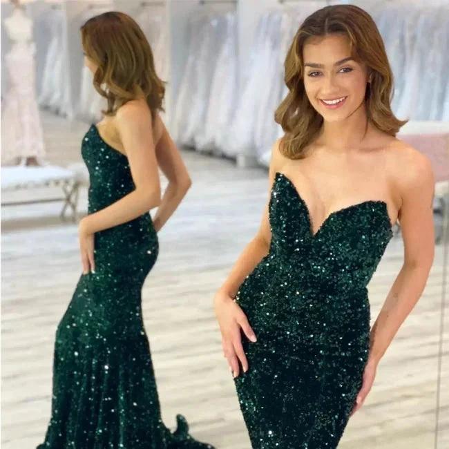 Beautiful Long Mermaid Sequined Sleeveless Prom Dress - Image 2