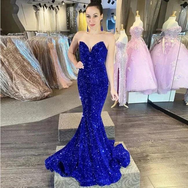 Beautiful Long Mermaid Sequined Sleeveless Prom Dress - Image 4
