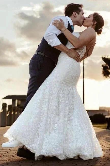 Beautiful Long Mermaid Sleeveless Wedding Dresses With Lace - Image 3