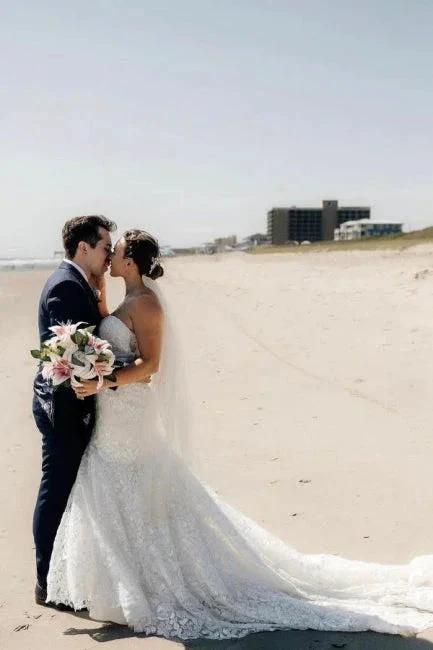 Beautiful Long Mermaid Sleeveless Wedding Dresses With Lace - Image 4