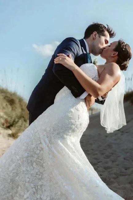 Beautiful Long Mermaid Sleeveless Wedding Dresses With Lace - Image 7