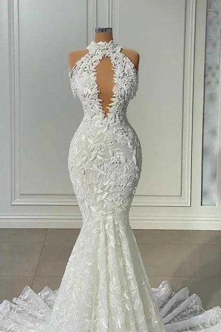 Beautiful Long Mermaid Sleeveless Wedding With Dresses Lace - Image 2