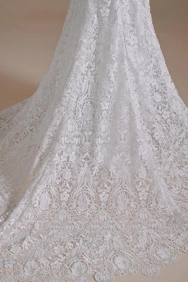 Beautiful Long Mermaid Sweetheart Lace Wedding Dresses with Detachable Sleeves - Image 9