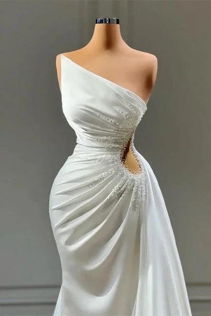 Beautiful Long White A-line Sleeveless Beading Wedding Dresses - Image 2