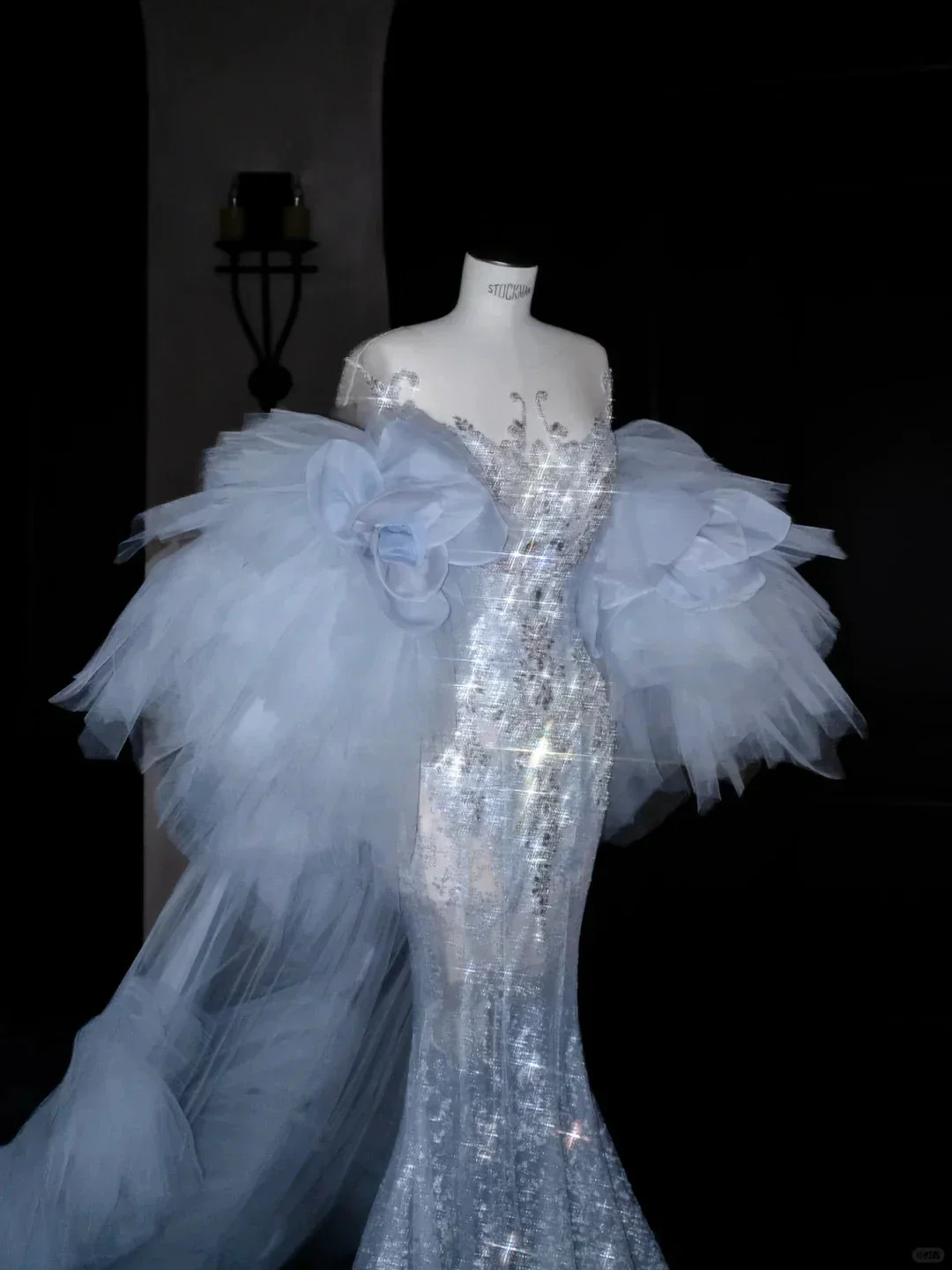 Beautiful Mermaid Sequin Beaded Evening Dress Blue Tulle Prom Dress Y8690 - Image 2