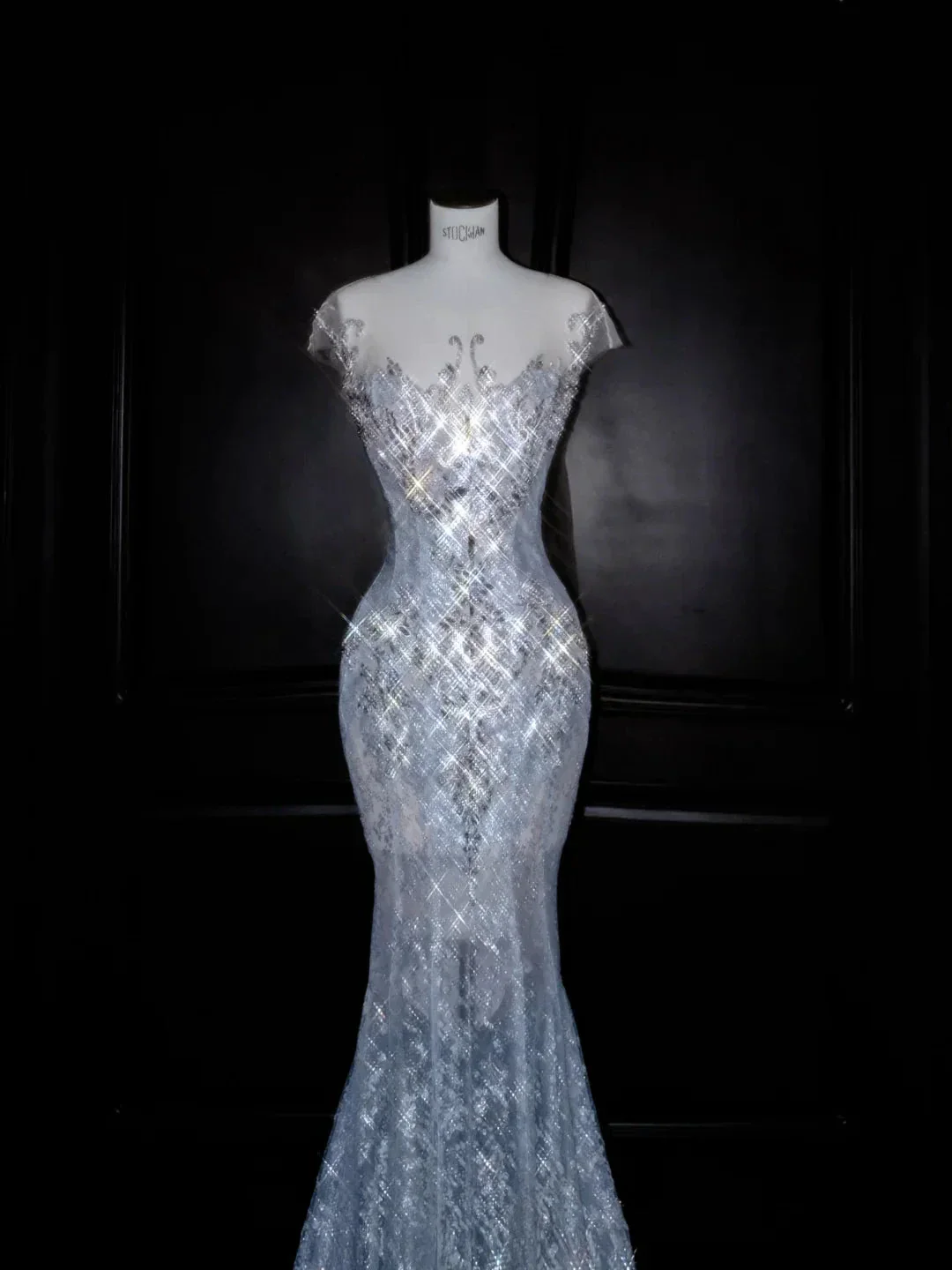 Beautiful Mermaid Sequin Beaded Evening Dress Blue Tulle Prom Dress Y8690 - Image 4