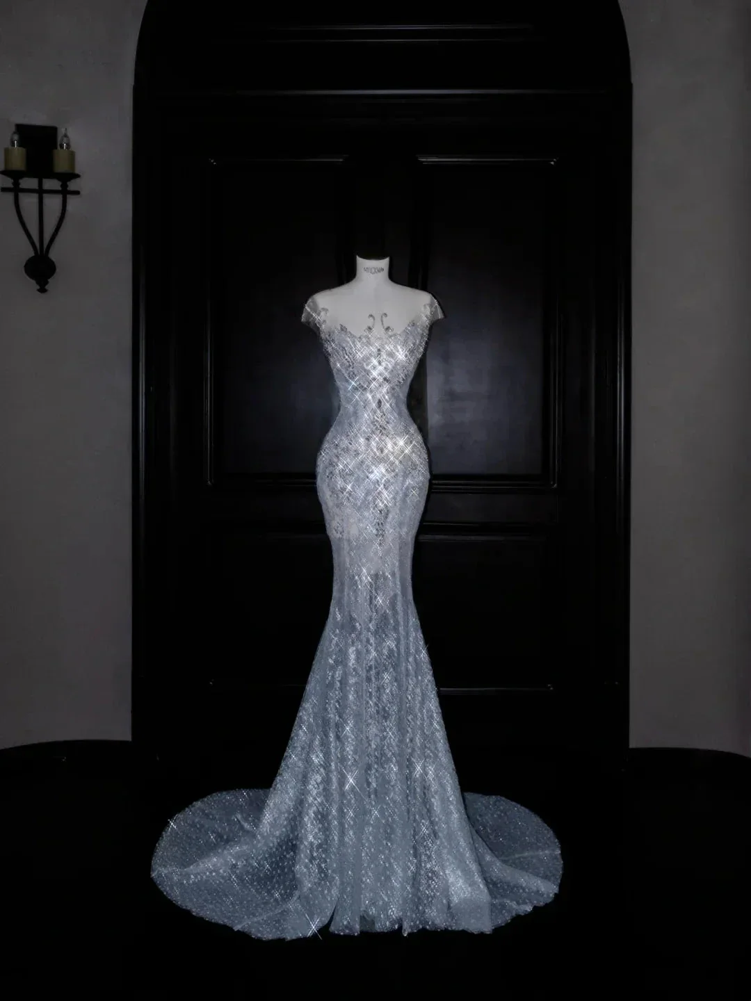 Beautiful Mermaid Sequin Beaded Evening Dress Blue Tulle Prom Dress Y8690 - Image 6