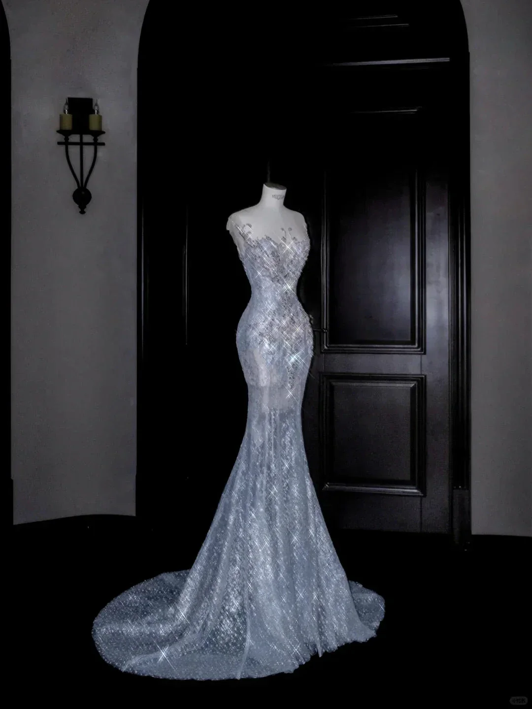 Beautiful Mermaid Sequin Beaded Evening Dress Blue Tulle Prom Dress Y8690 - Image 7