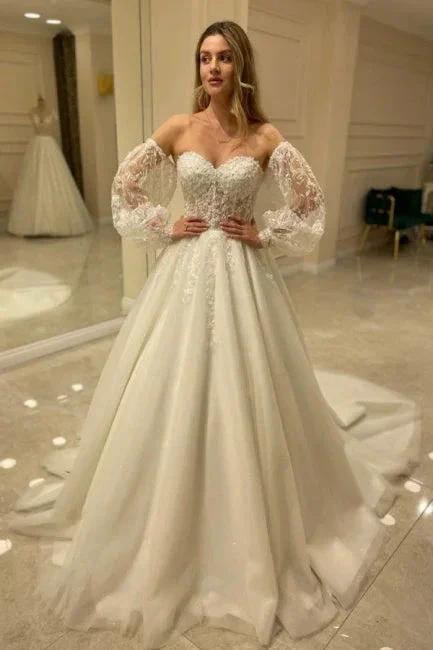 Beautiful Off-the-shoulder A-Line Wedding Dresses with Lace - Image 4
