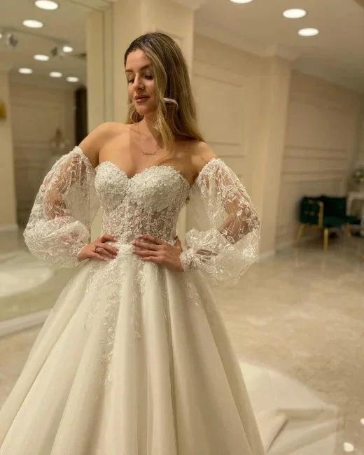 Beautiful Off-the-shoulder A-Line Wedding Dresses with Lace - Image 5