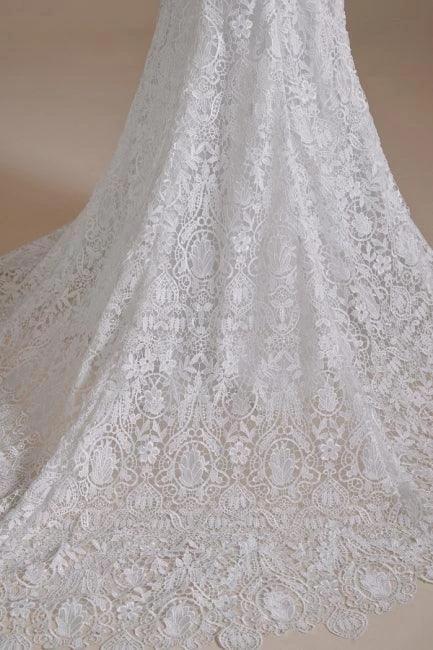 Beautiful Off-the-shoulder Sleeveless Mermaid Floor-Length Lace Wedding Dresses with Applique - Image 7