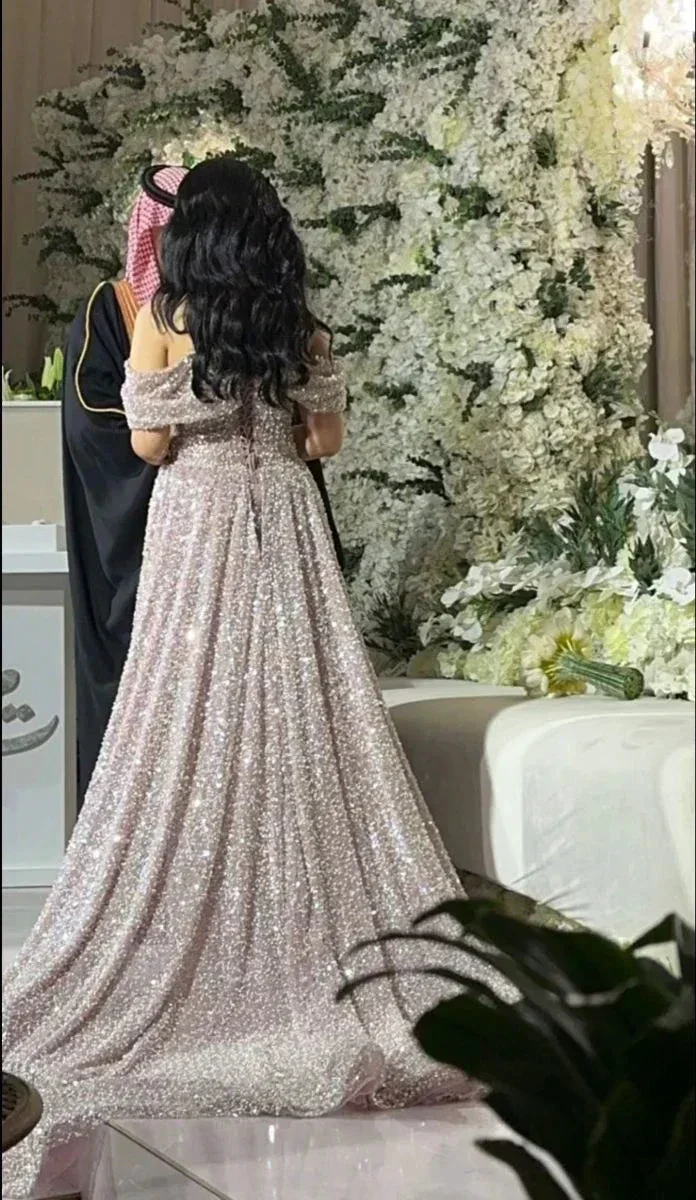 Beautiful Off The Shoulder Wedding Dress Sequin Mermaid Prom Evening Dress Y7630 - Image 3