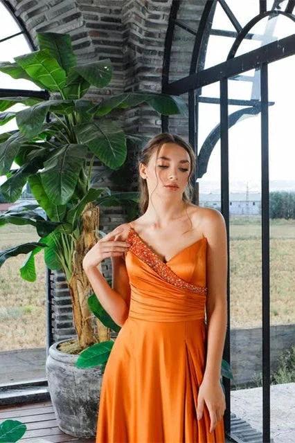Beautiful One Shoulder Sleeveless A-line Sequined Prom Dress With Slit - Image 3