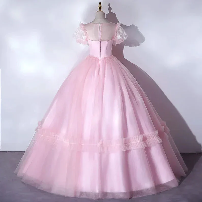 Beautiful Pink Quinceanera Dresses Luxury Puff Sleeves Classic Pleated Party Dress Zipper Back Ball Gown Y2588 - Image 2