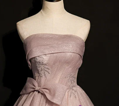 Beautiful Pink Tulle Sequins Strapless Pleats Beading Prom Dress Formal Ball Gown Brithday Quinceanera Dress Y7579 - Image 2