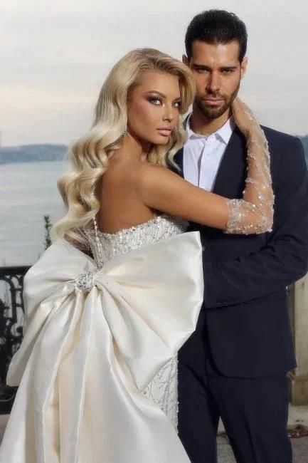 Beautiful Strapless Sweetheart Mermaid Wedding Dress with Chapel Train - Image 3