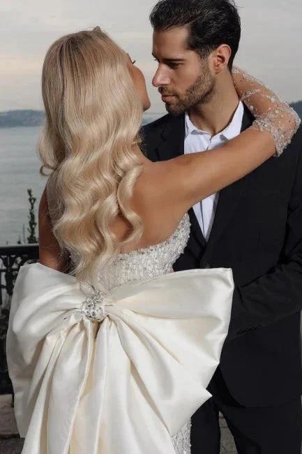 Beautiful Strapless Sweetheart Mermaid Wedding Dress with Chapel Train - Image 4