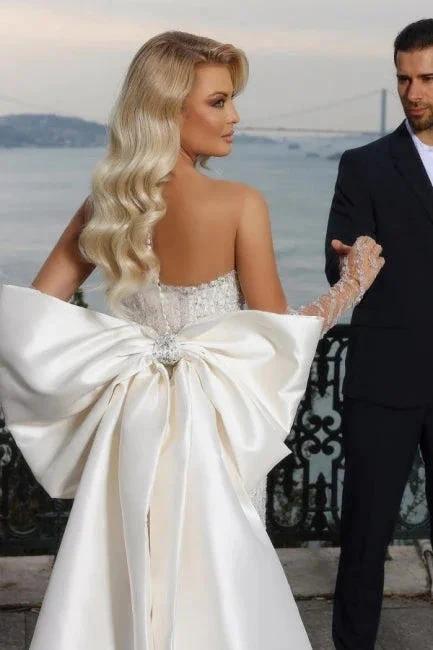 Beautiful Strapless Sweetheart Mermaid Wedding Dress with Chapel Train - Image 5