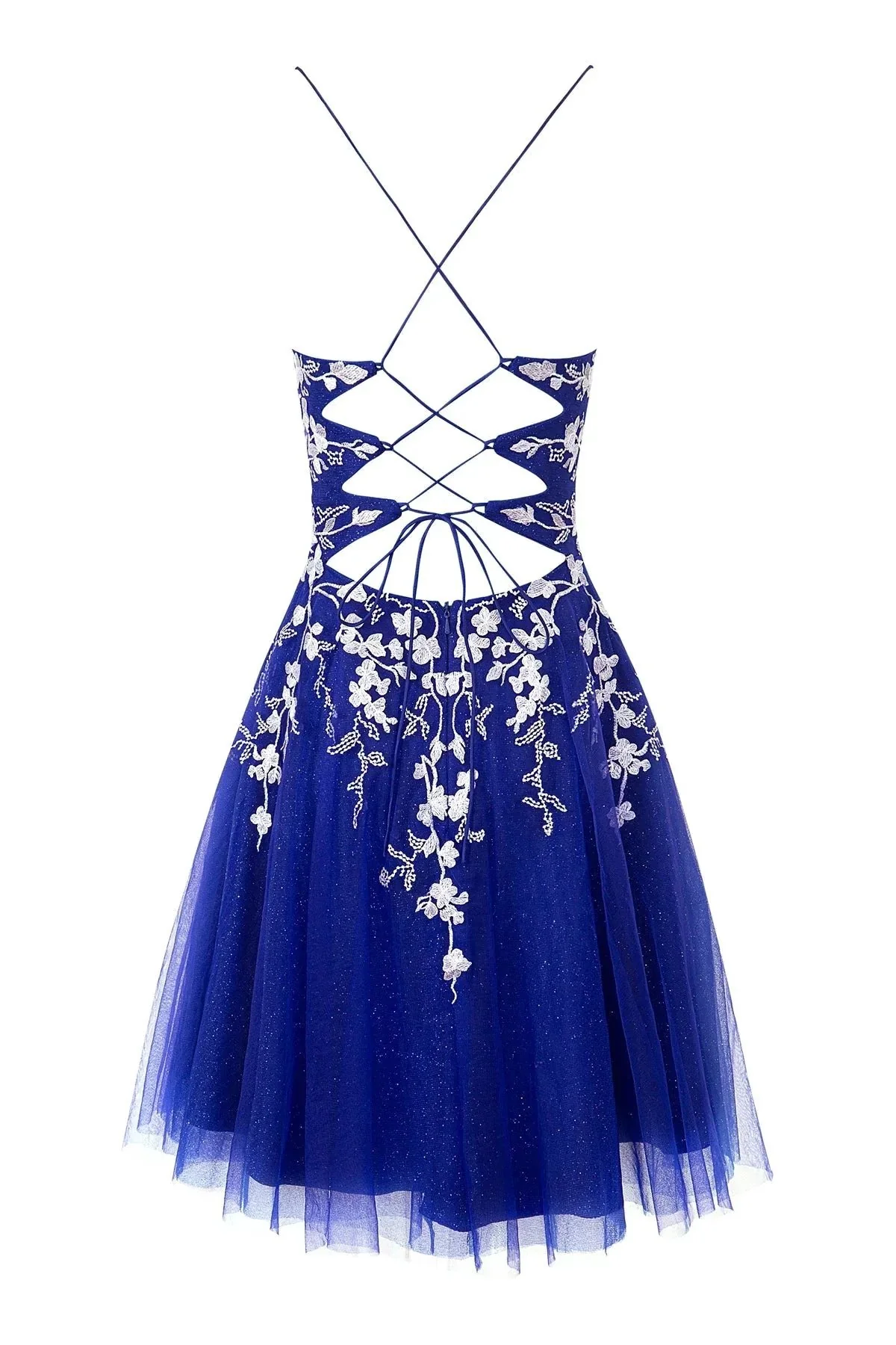 Aline Short Glitter Tulle Homecoming Dress with Appliques - Image 10