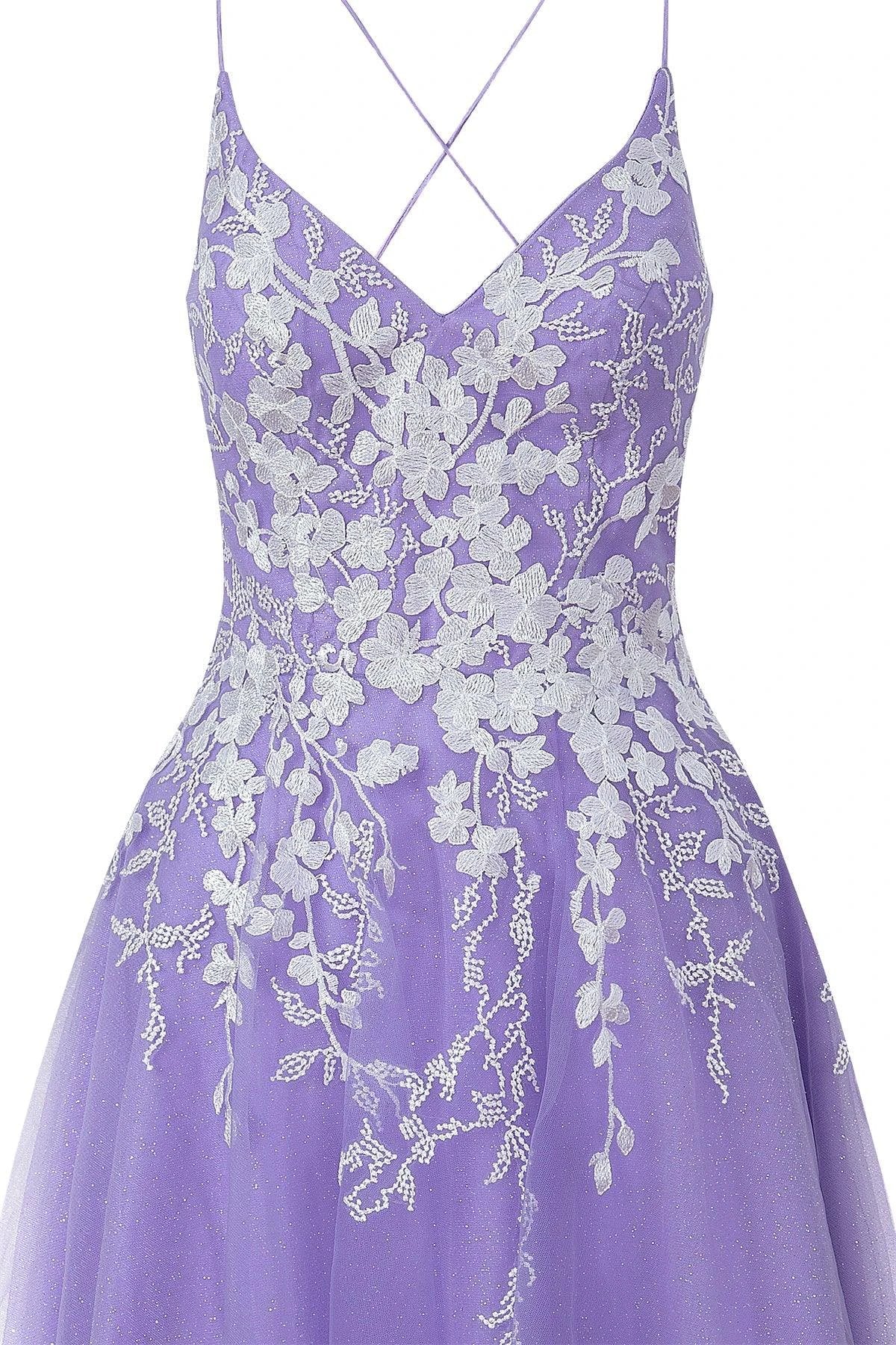 Aline Short Glitter Tulle Homecoming Dress with Appliques - Image 2