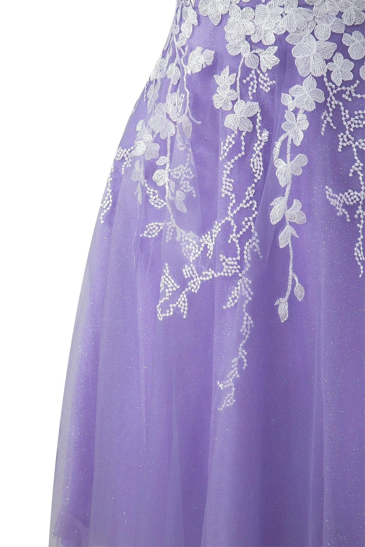 Aline Short Glitter Tulle Homecoming Dress with Appliques - Image 4