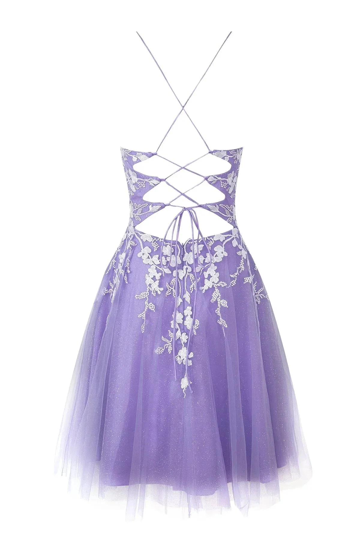 Aline Short Glitter Tulle Homecoming Dress with Appliques - Image 5