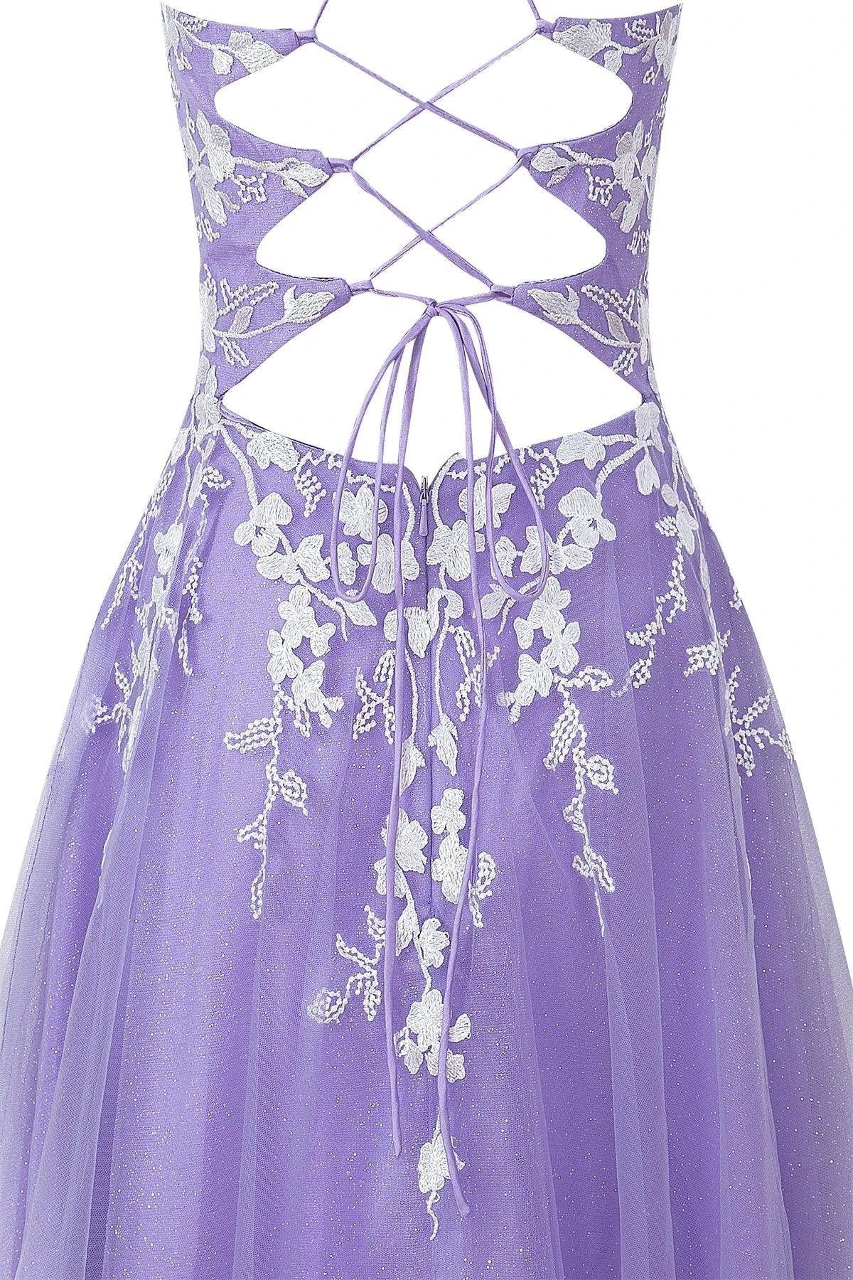 Aline Short Glitter Tulle Homecoming Dress with Appliques - Image 6