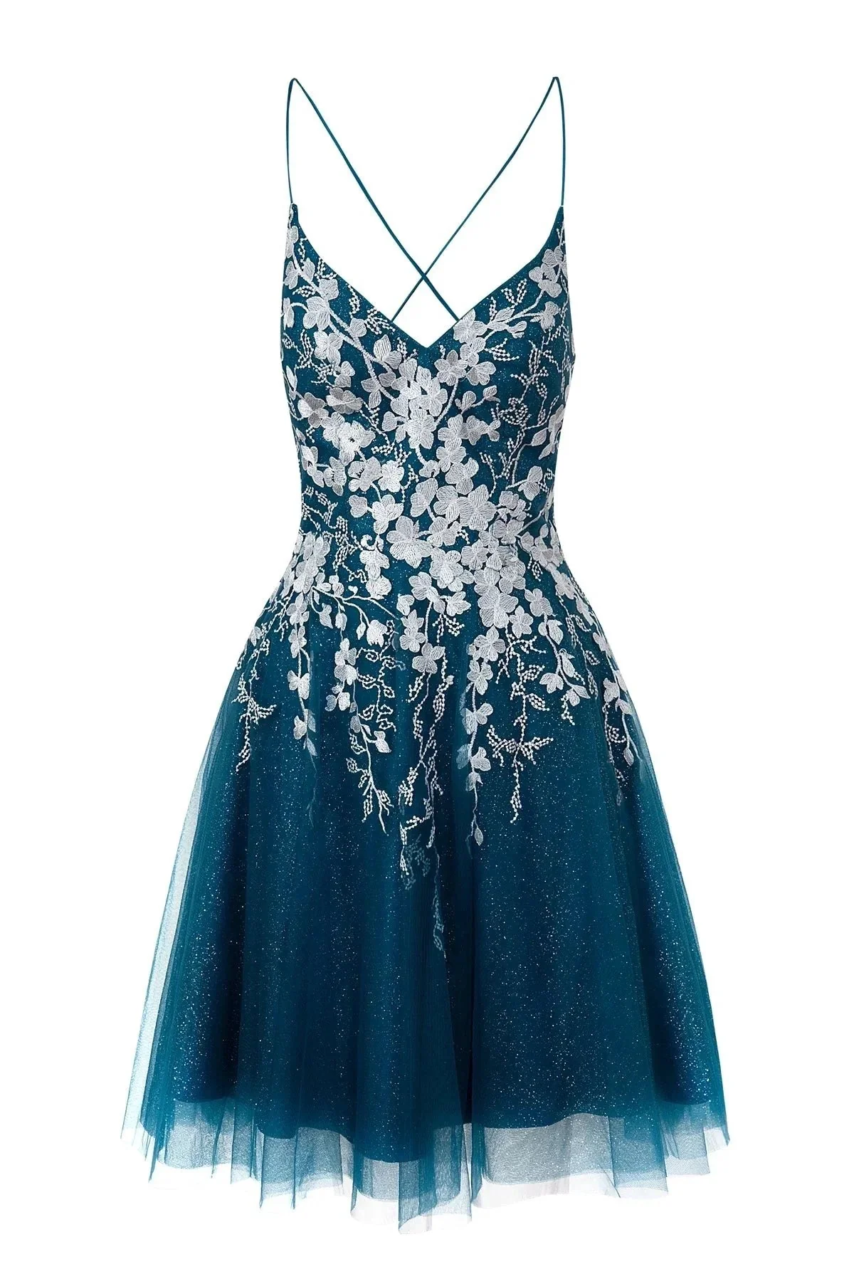 Aline Short Glitter Tulle Homecoming Dress with Appliques - Image 7