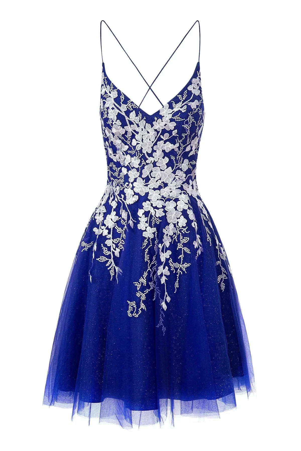 Aline Short Glitter Tulle Homecoming Dress with Appliques - Image 9