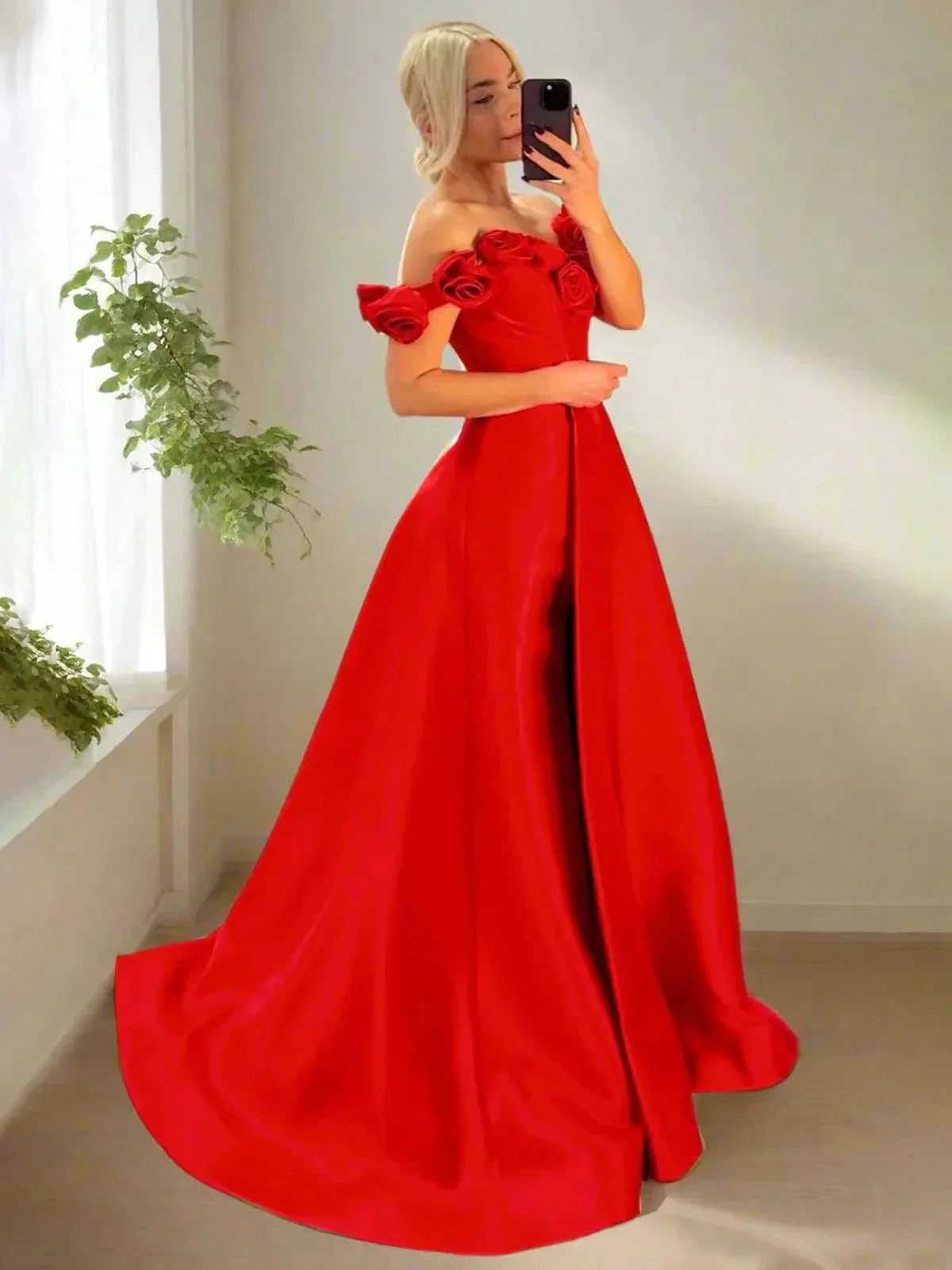 Benson | Fuchsia Off the Shoulder Corset Bodice A-Line Prom Dress - Image 4