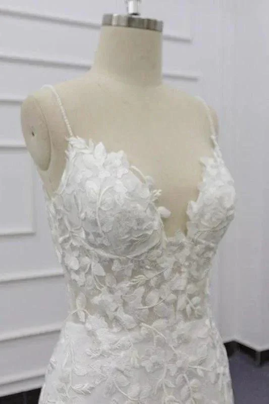 Best Spaghetti Strap Appliques Mermaid Elegant Wedding Dresses - Image 6